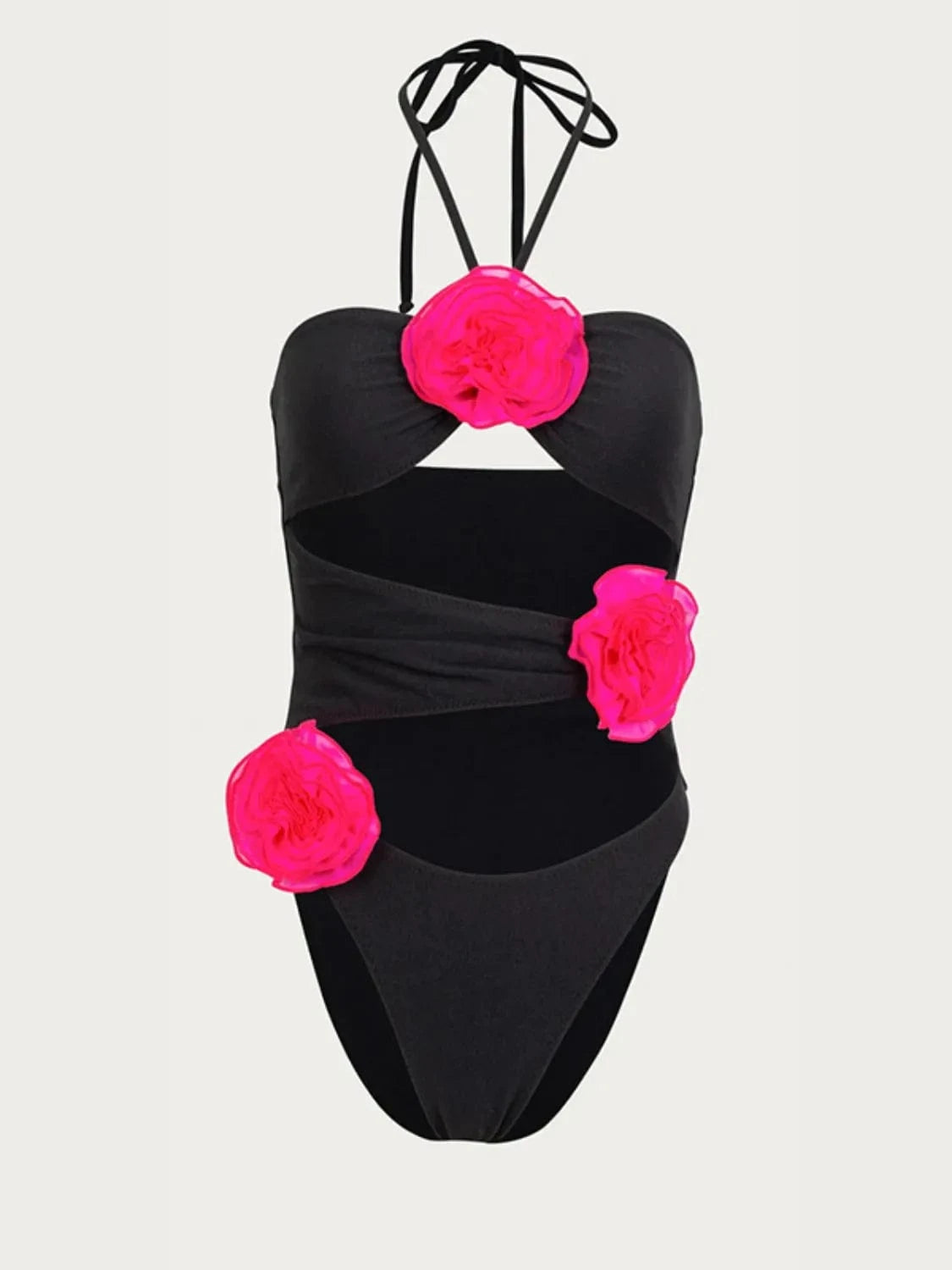 Trendsi Flower Cutout Halter Neck One-Piece Swimwear Flower Cutout Halter Neck One-Piece Swimwear