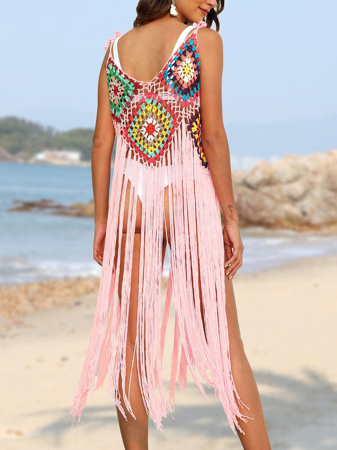 Trendsi Fringe Spaghetti Strap Cover-Up Fringe Spaghetti Strap Cover-Up