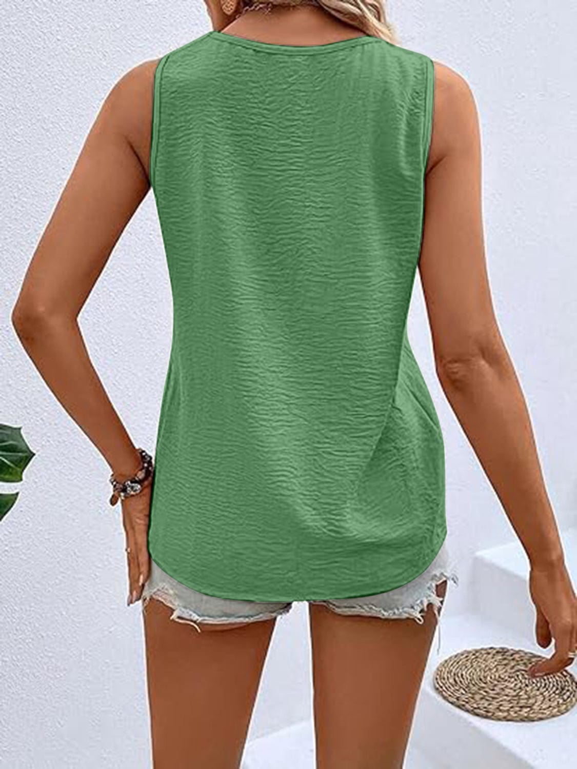 Trendsi Full Size Decorative Button V-Neck Tank Full Size Decorative Button V-Neck Tank