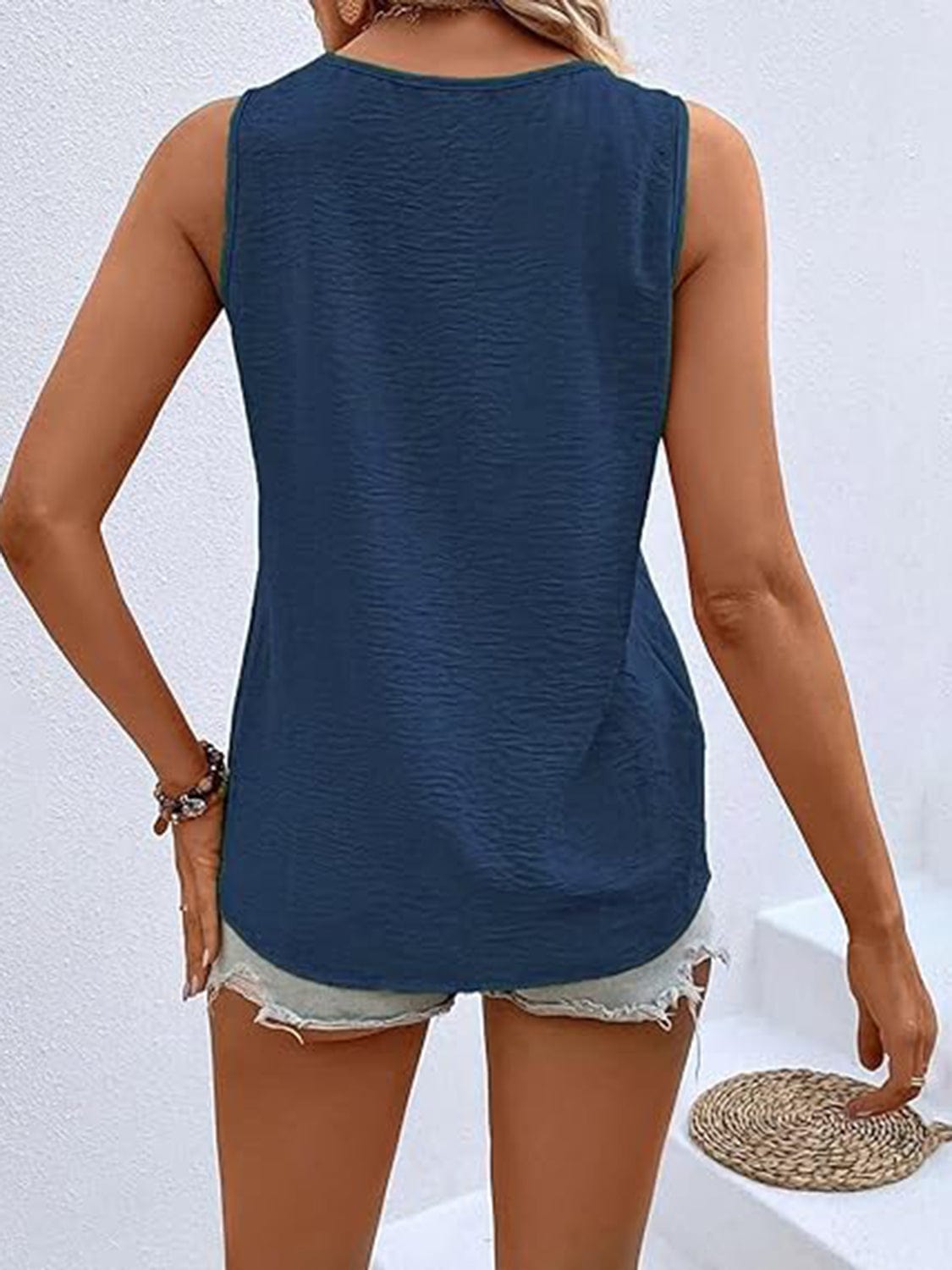 Trendsi Full Size Decorative Button V-Neck Tank Full Size Decorative Button V-Neck Tank