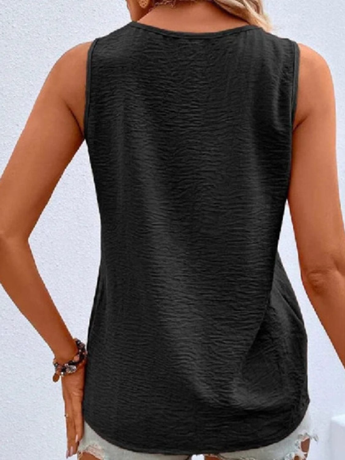 Trendsi Full Size Decorative Button V-Neck Tank Full Size Decorative Button V-Neck Tank