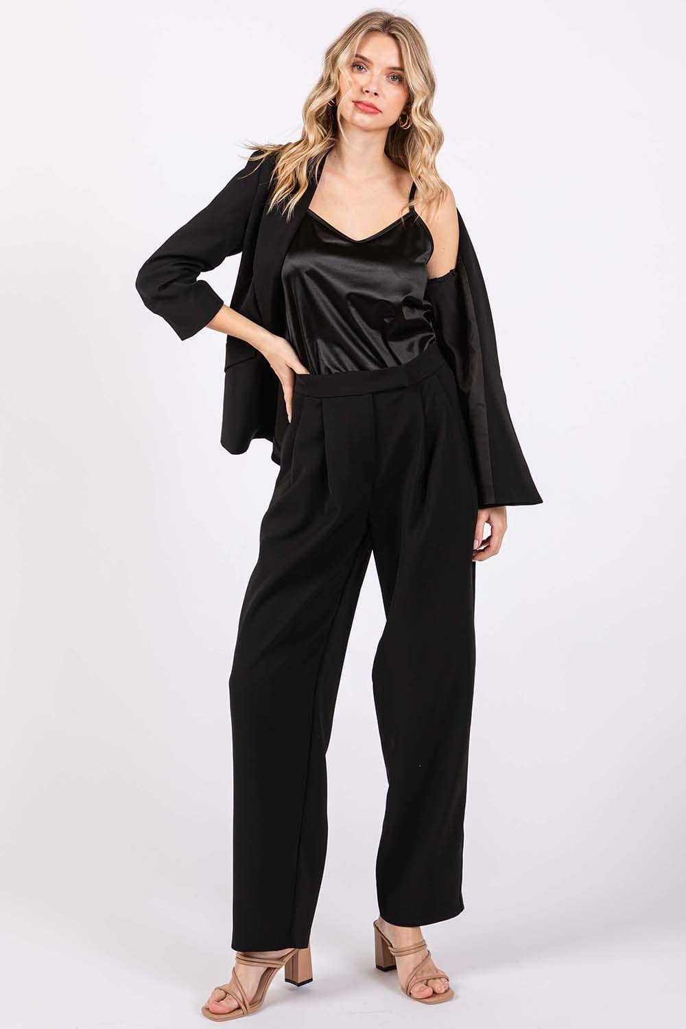 Trendsi GeeGee High-Waisted Pleated Pants GeeGee High-Waisted Pleated Pants