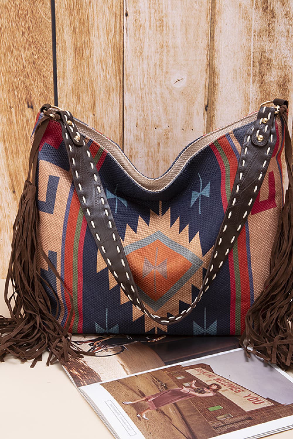 Trendsi Geometric Canvas Tote Bag Geometric Canvas Tote Bag