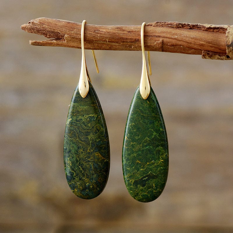 Trendsi Gold/Green / One Size Natural Stone Waterdrop Shape Earrings Natural Stone Waterdrop Shape Earrings