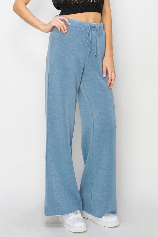Trendsi GRAY BLUE / S HYFVE Drawstring Wide Leg Pants HYFVE Drawstring Wide Leg Pants