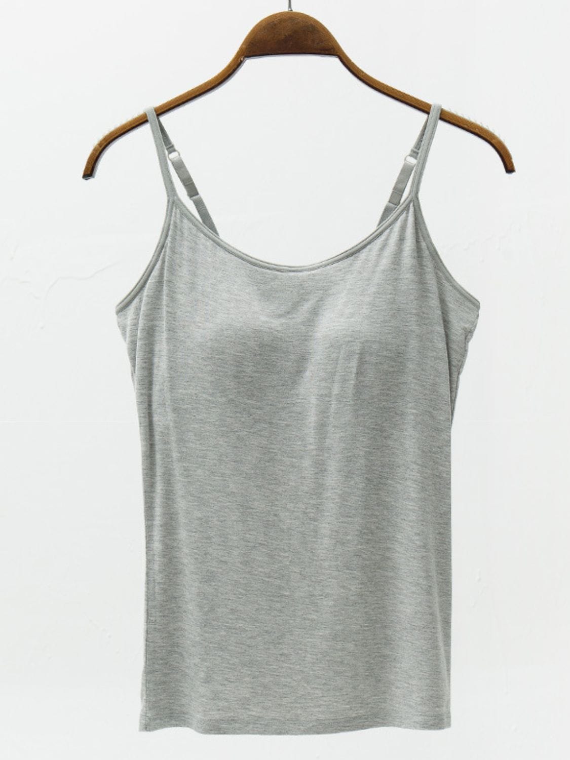 Trendsi Gray / S Full Size Adjustable Strap Modal Cami with Bra Full Size Adjustable Strap Modal Cami with Bra