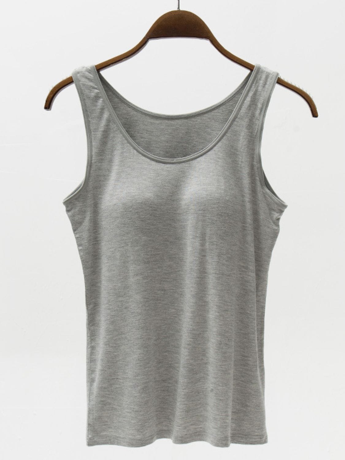 Trendsi Gray / S Full Size Wide Strap Modal Tank with Bra Full Size Wide Strap Modal Tank with Bra
