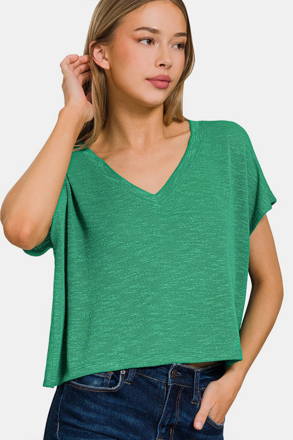 Trendsi Green / S Zenana V-Neck Short Sleeve T-Shirt Zenana V-Neck Short Sleeve T-Shirt