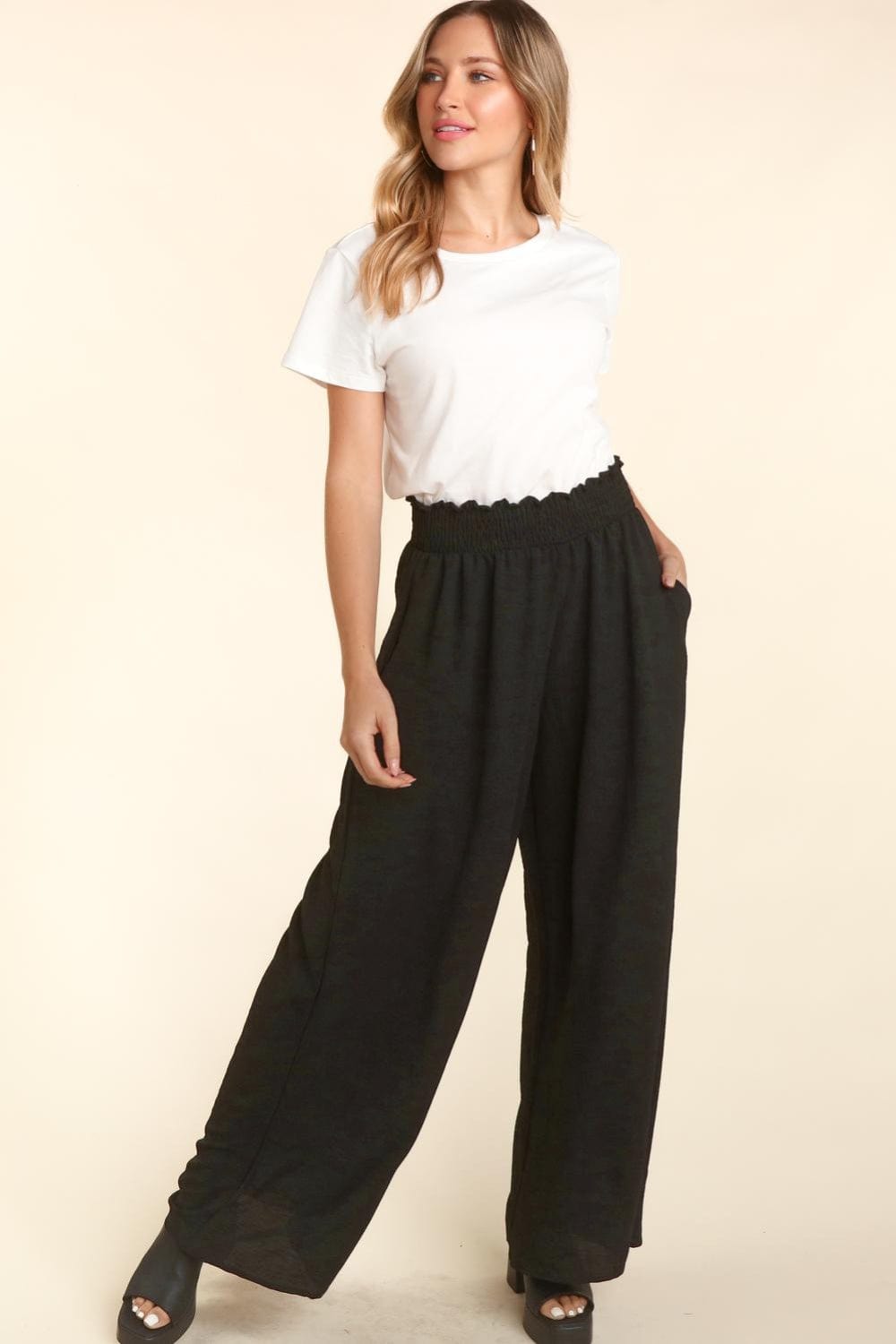 Trendsi Haptics Elastic Waist Wide Leg Pants with Pockets Haptics Elastic Waist Wide Leg Pants with Pockets