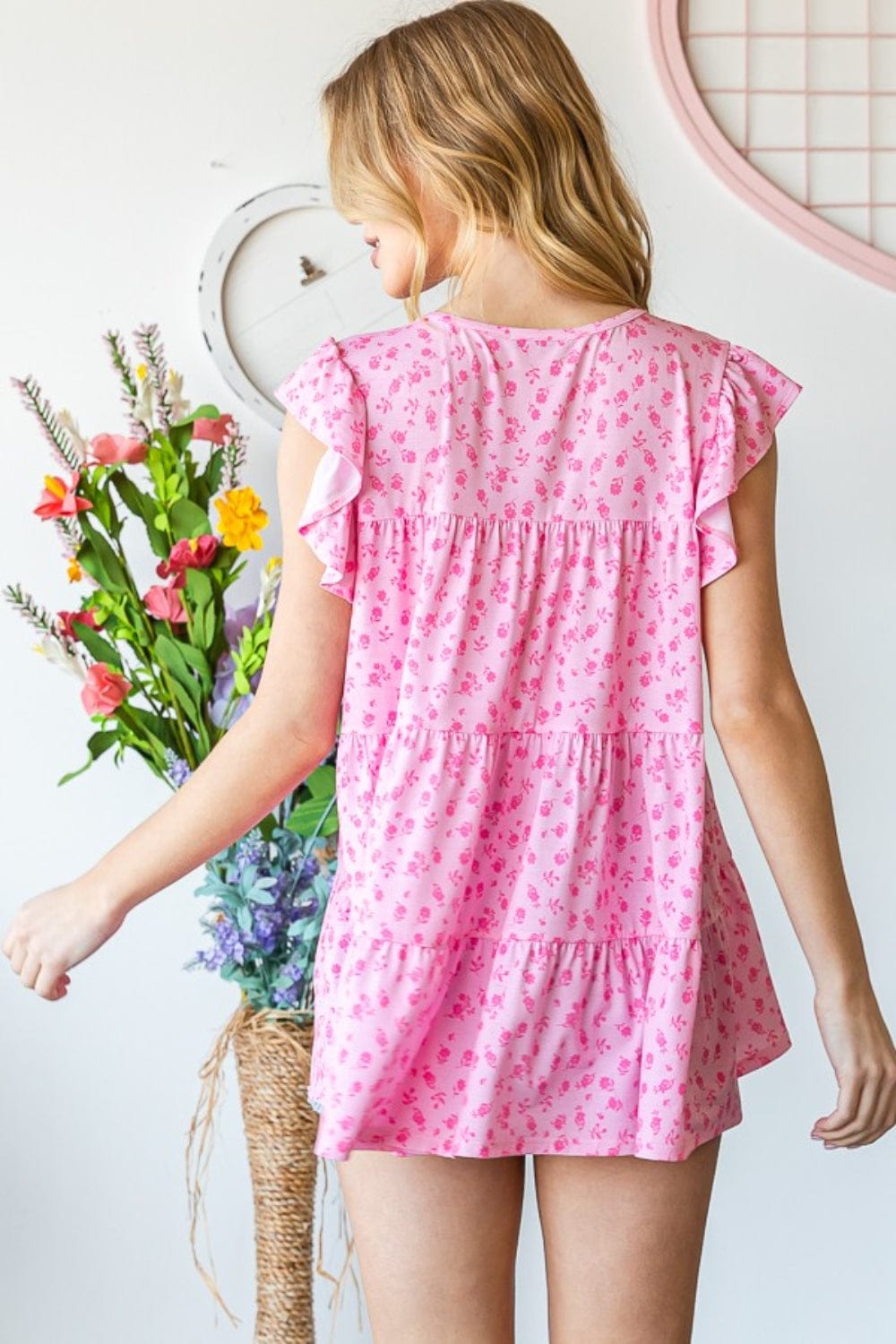 Trendsi Heimish Full Size Floral Ruffled Tiered Top Heimish Full Size Floral Ruffled Tiered Top