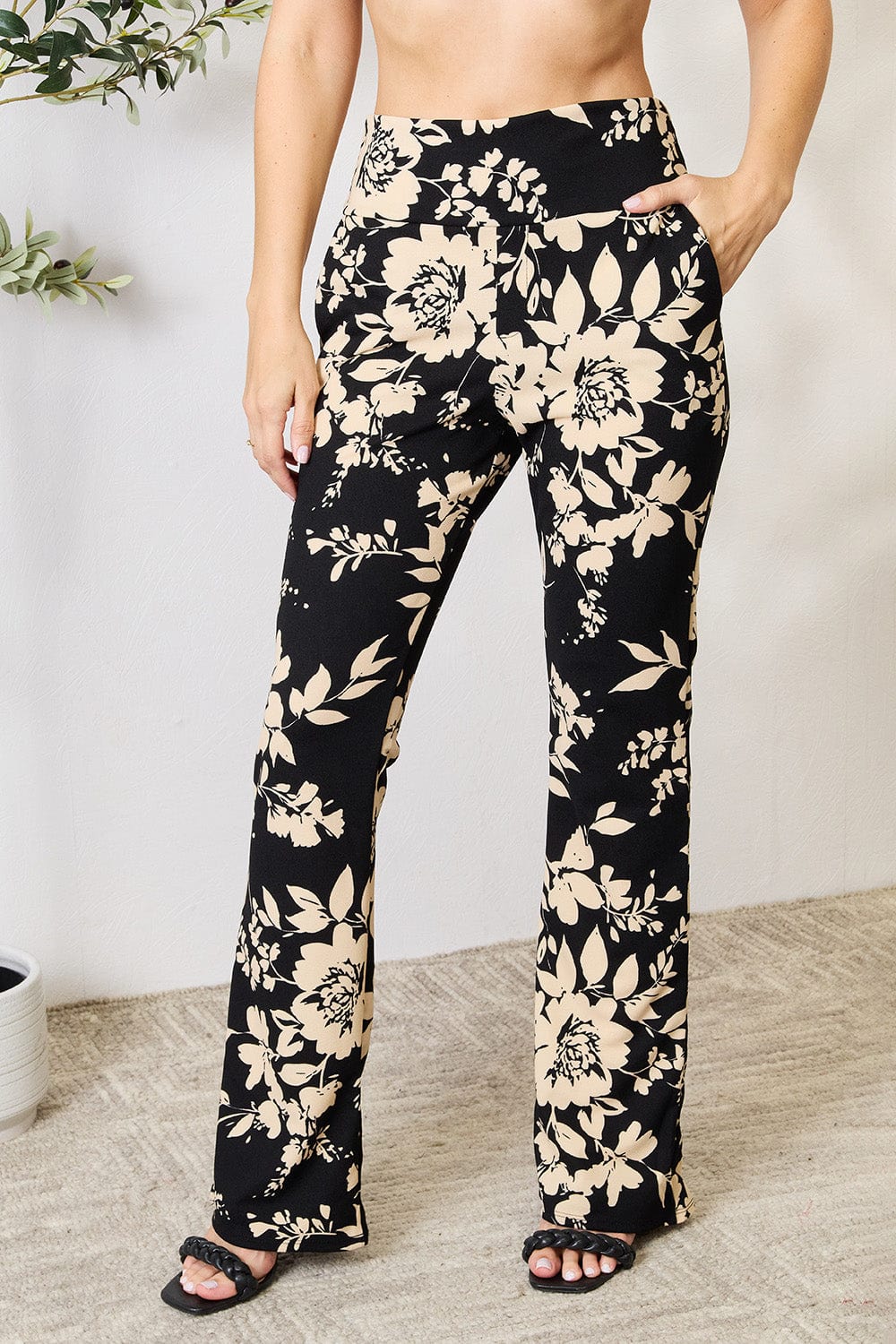 Trendsi Heimish Full Size High Waist Floral Flare Pants Heimish Full Size High Waist Floral Flare Pants