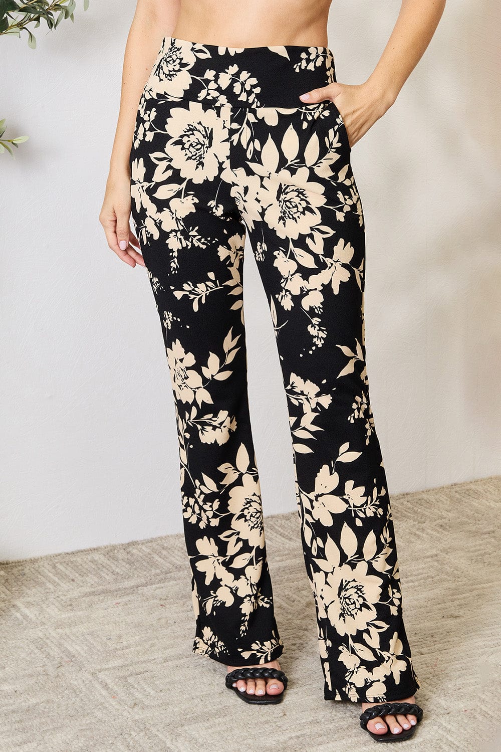 Trendsi Heimish Full Size High Waist Floral Flare Pants Heimish Full Size High Waist Floral Flare Pants