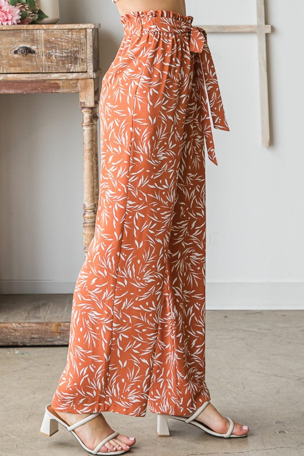 Trendsi Heimish Full Size Printed Tied Straight Casual Pants Heimish Full Size Printed Tied Straight Casual Pants