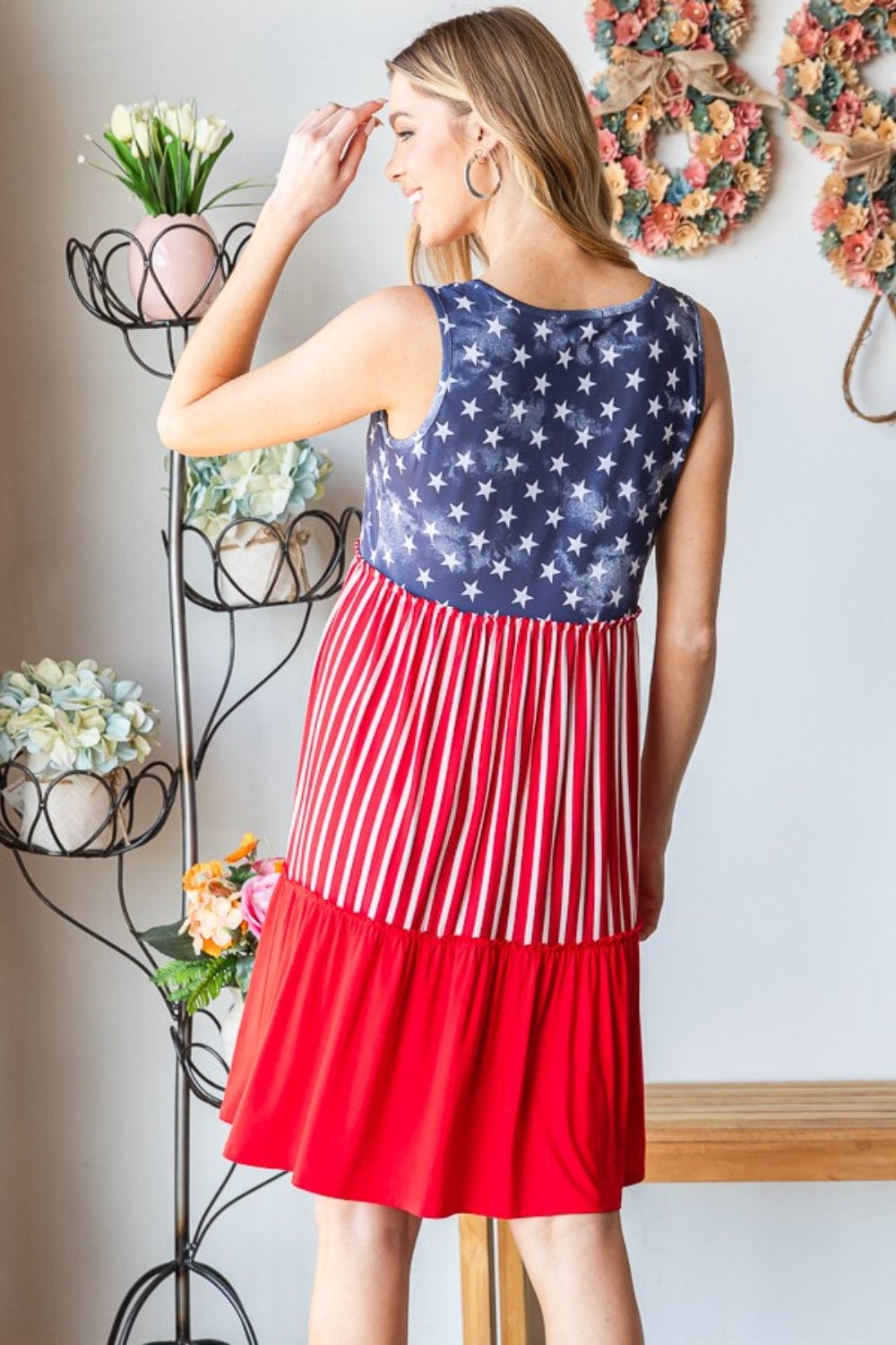 Trendsi Heimish Full Size US Flag Theme Contrast Tank Dress Heimish Full Size US Flag Theme Contrast Tank Dress