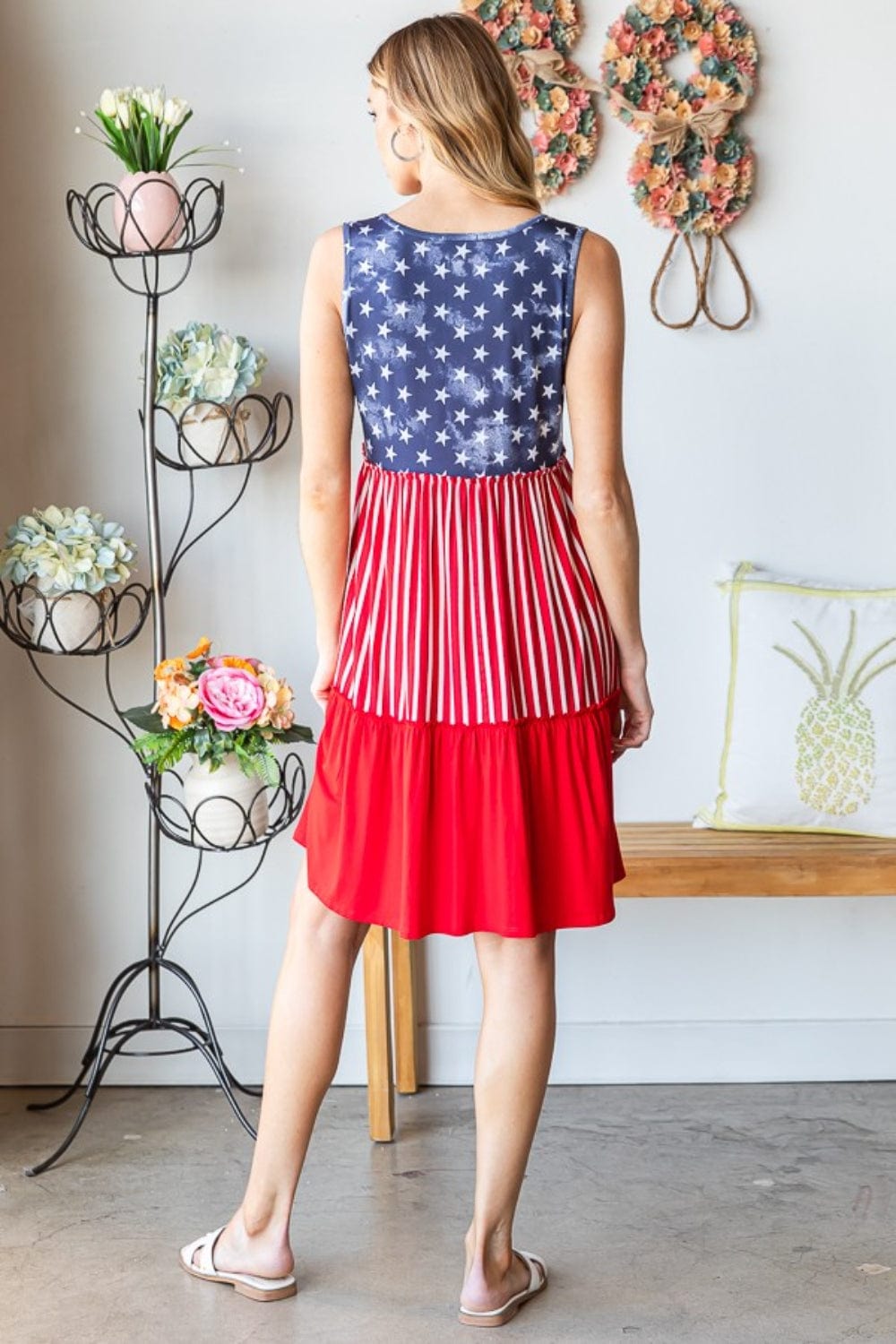 Trendsi Heimish Full Size US Flag Theme Contrast Tank Dress Heimish Full Size US Flag Theme Contrast Tank Dress