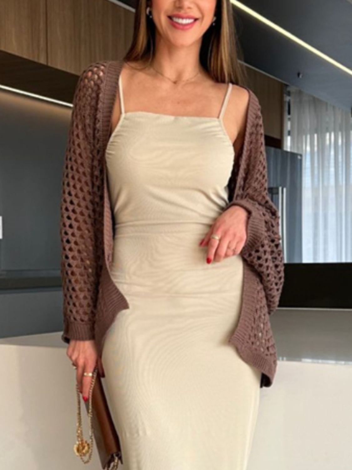 Trendsi Hollow Out Open Front Cover-Up Hollow Out Open Front Cover-Up