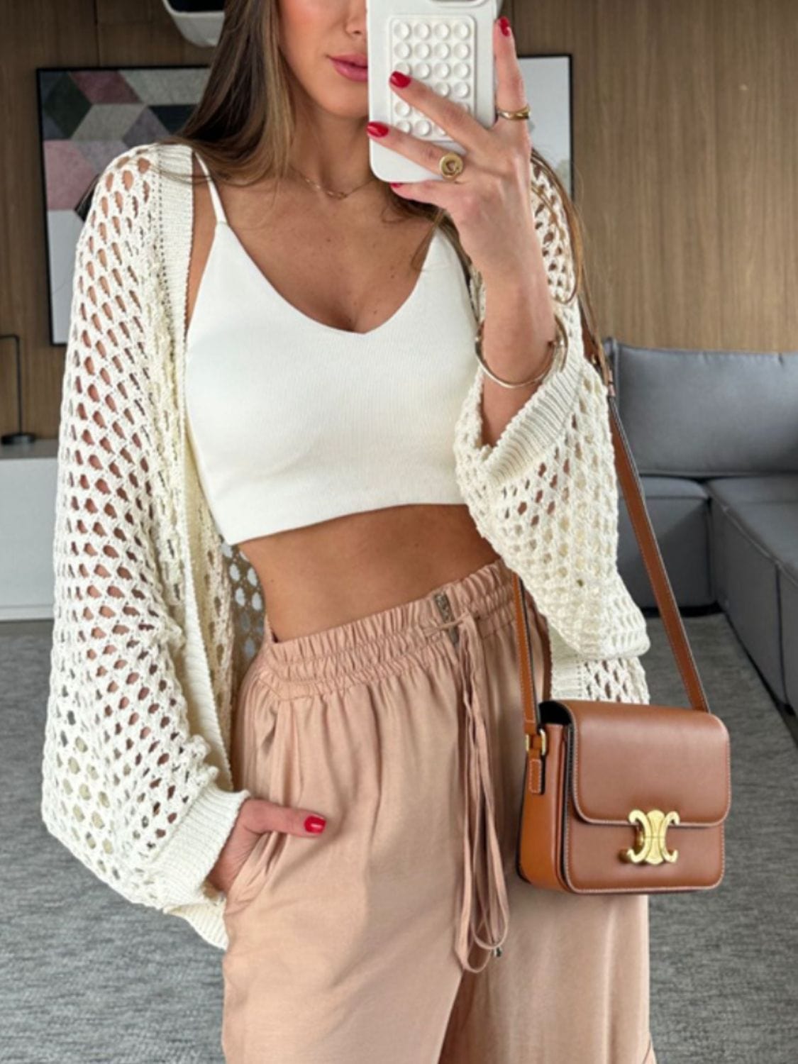 Trendsi Hollow Out Open Front Cover-Up Hollow Out Open Front Cover-Up