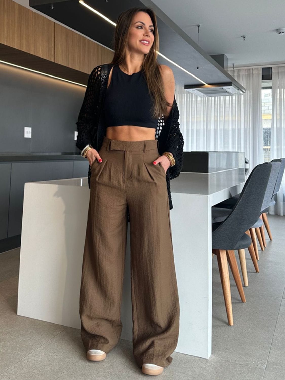 Trendsi Hollow Out Open Front Cover-Up Hollow Out Open Front Cover-Up