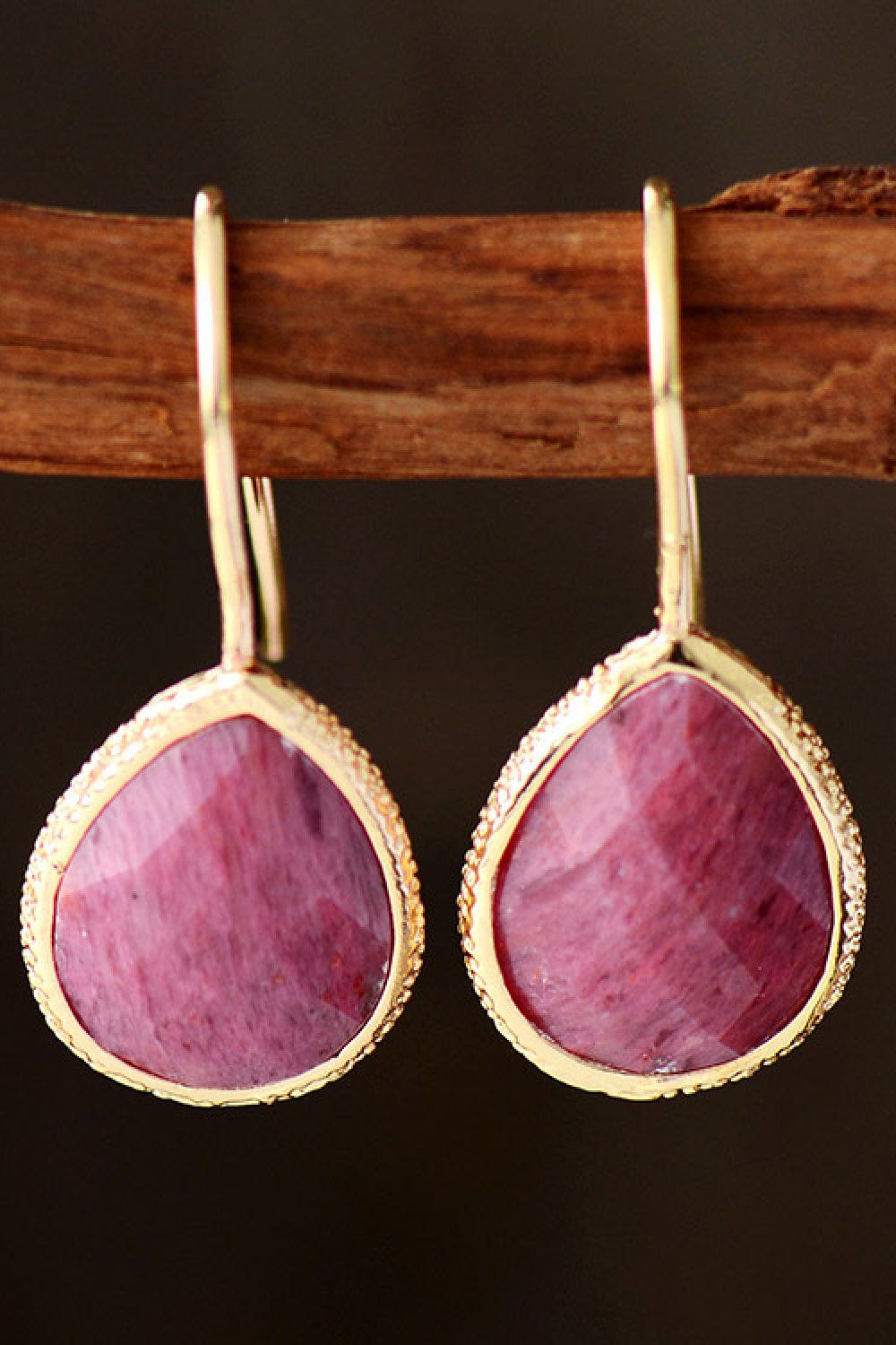 Trendsi Hot Pink / One Size Handmade Natural Stone Teardrop Earrings Handmade Natural Stone Teardrop Earrings