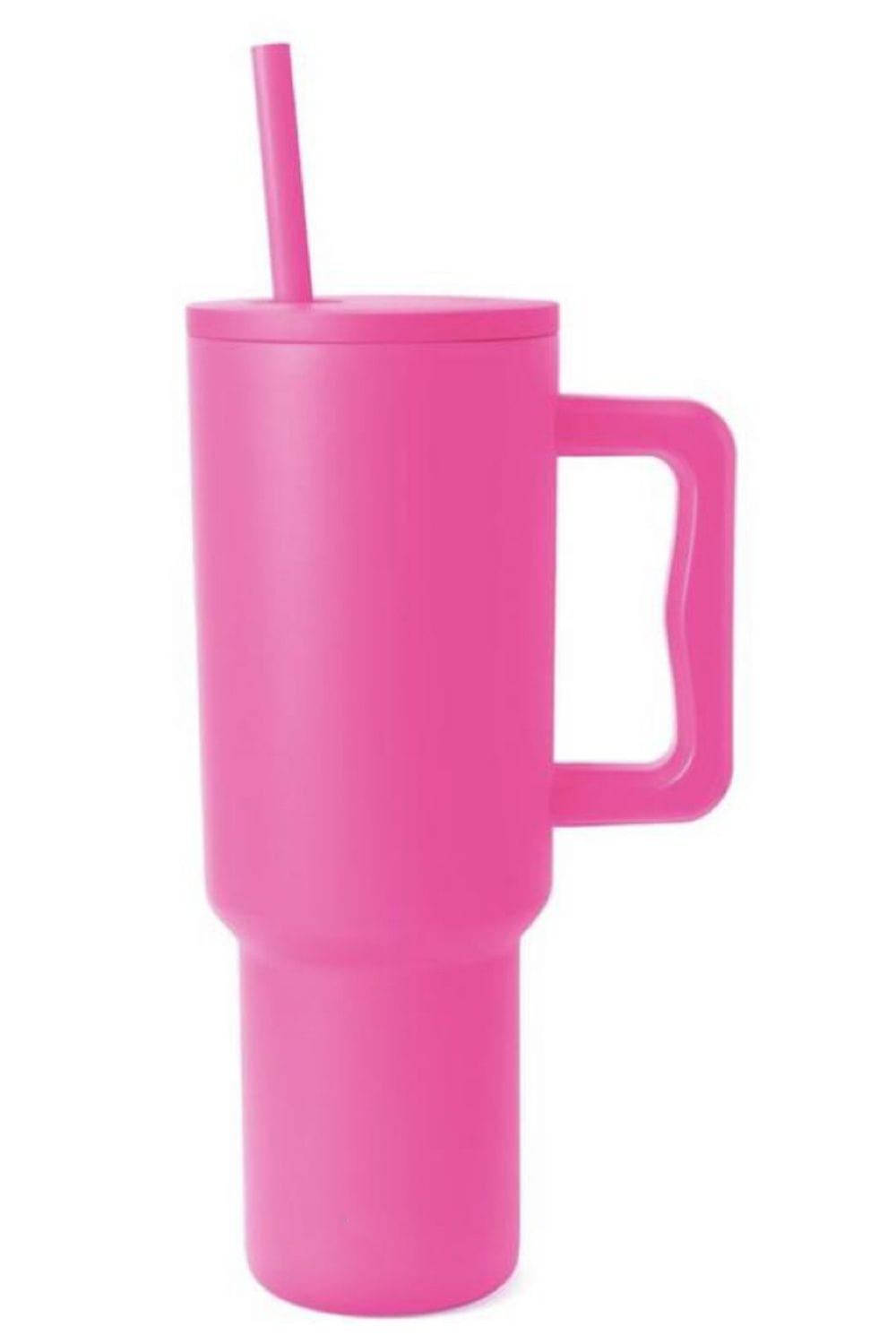 Trendsi Hot Pink / One Size Monochromatic Stainless Steel Tumbler with Matching Straw Monochromatic Stainless Steel Tumbler with Matching Straw