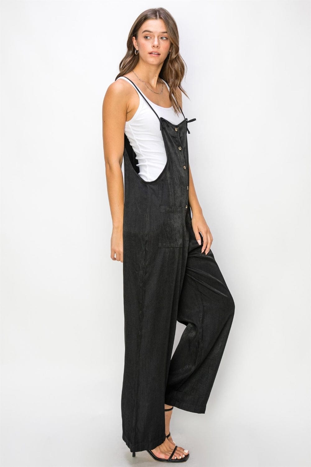 Trendsi HYFVE Half Button Sleeveless Straight Jumpsuit HYFVE Half Button Sleeveless Straight Jumpsuit