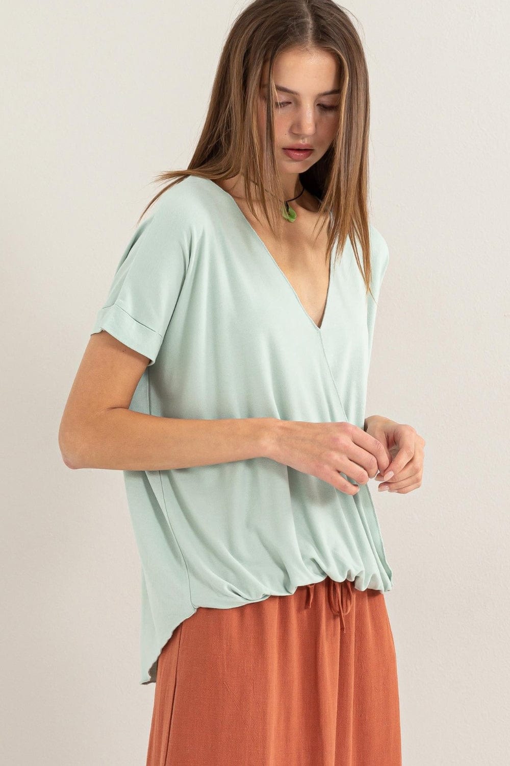 Trendsi HYFVE Short Sleeve Surplice Top HYFVE Short Sleeve Surplice Top