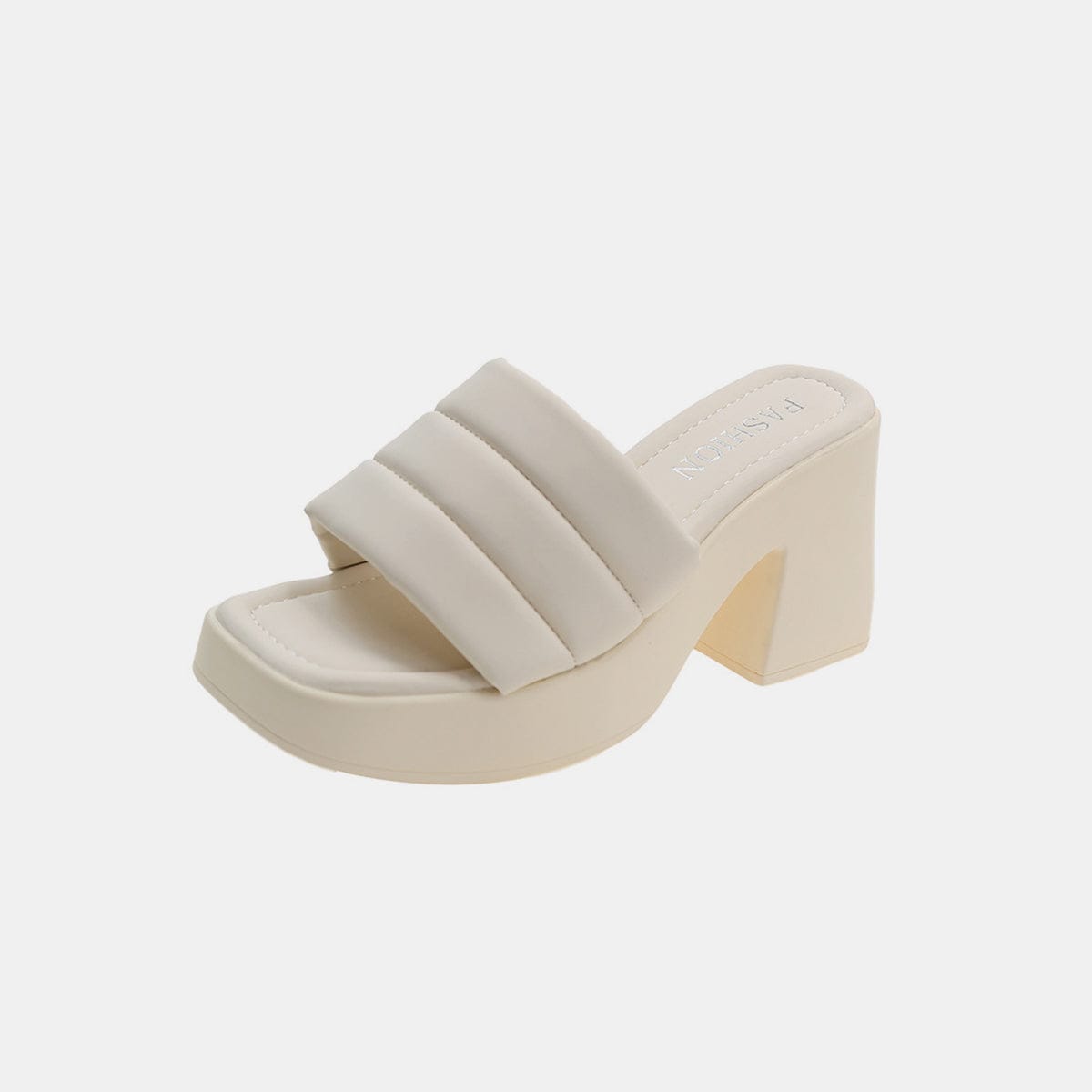 Trendsi Ivory / 35(US4) Open Toe Block Heel Sandals Open Toe Block Heel Sandals