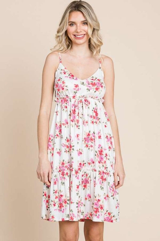 Trendsi Ivory / S Culture Code Full Size Floral Frill Cami Dress Culture Code Full Size Floral Frill Cami Dress
