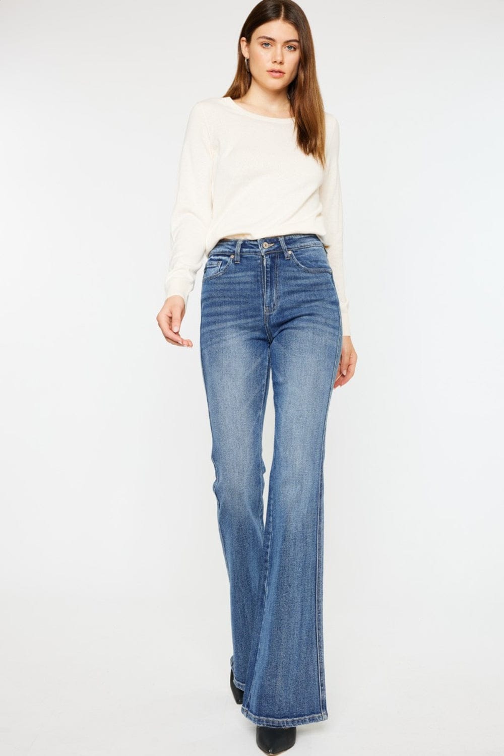 Trendsi Kancan Cat's Whiskers High Waist Flare Jeans Kancan Cat's Whiskers High Waist Flare Jeans