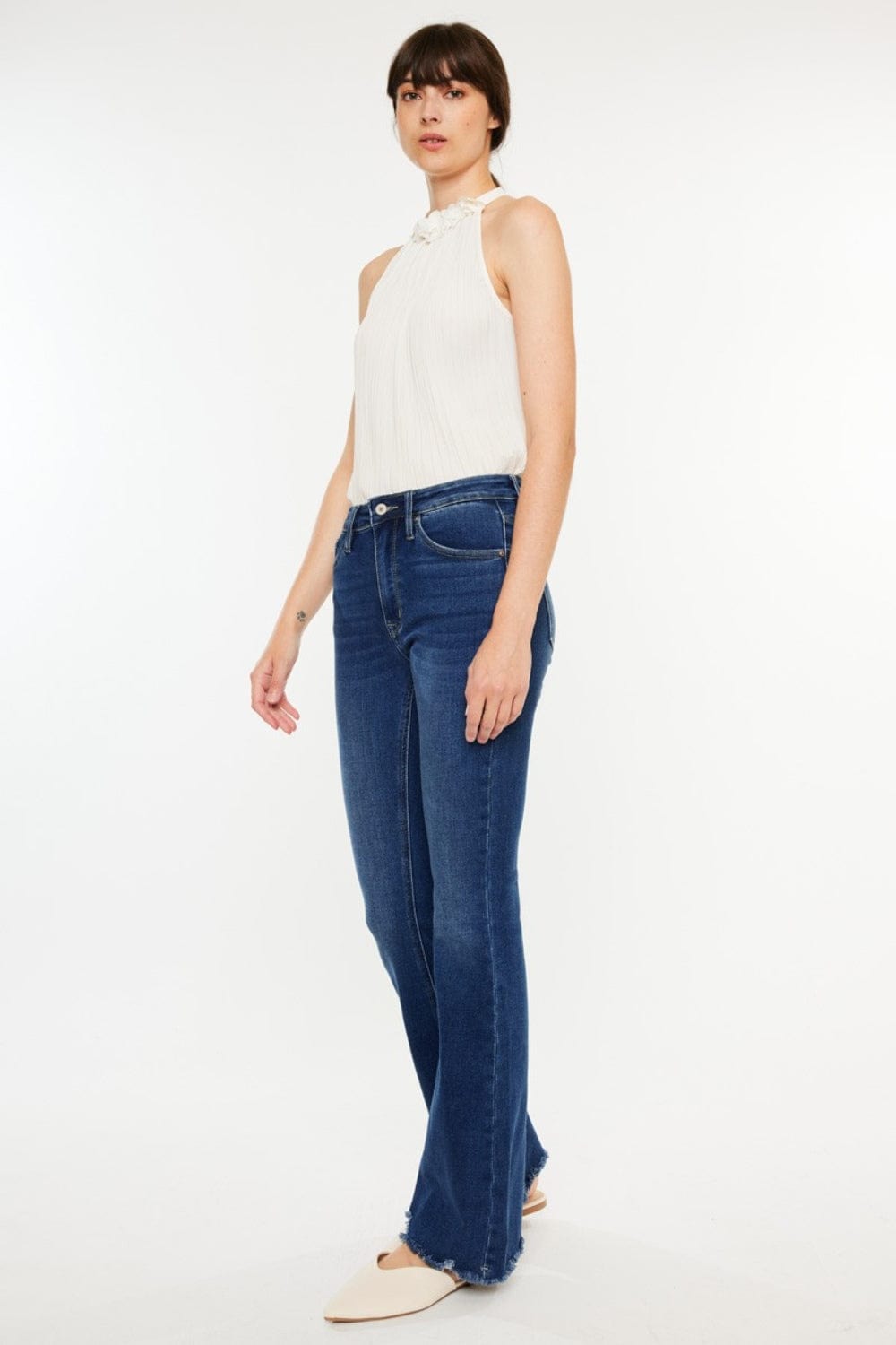 Trendsi Kancan Cat's Whiskers Raw Hem Flare Jeans Kancan Cat's Whiskers Raw Hem Flare Jeans
