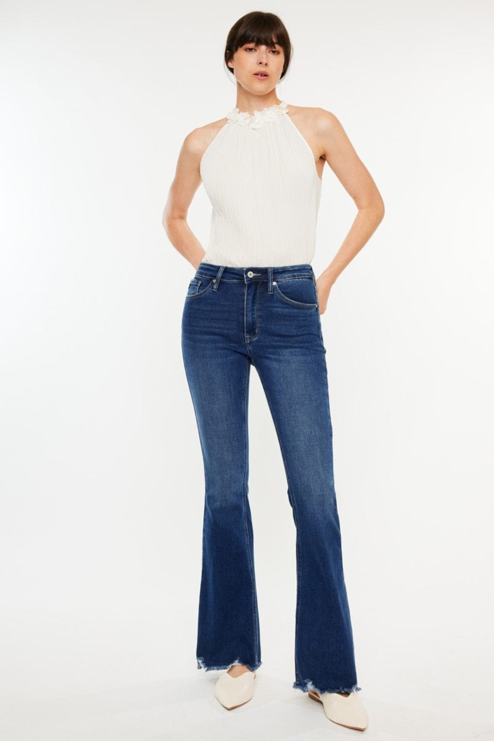Trendsi Kancan Cat's Whiskers Raw Hem Flare Jeans Kancan Cat's Whiskers Raw Hem Flare Jeans