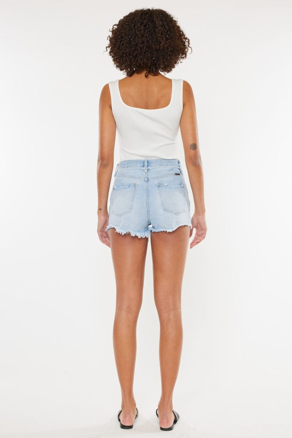 Trendsi Kancan Distressed Button Fly Denim Shorts Kancan Distressed Button Fly Denim Shorts