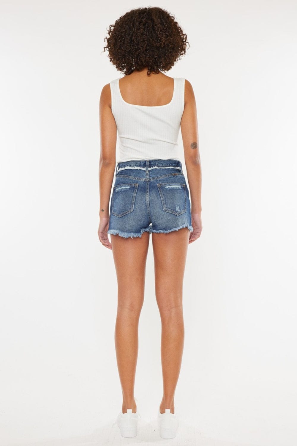 Trendsi Kancan Distressed Button Fly Denim Shorts Kancan Distressed Button Fly Denim Shorts