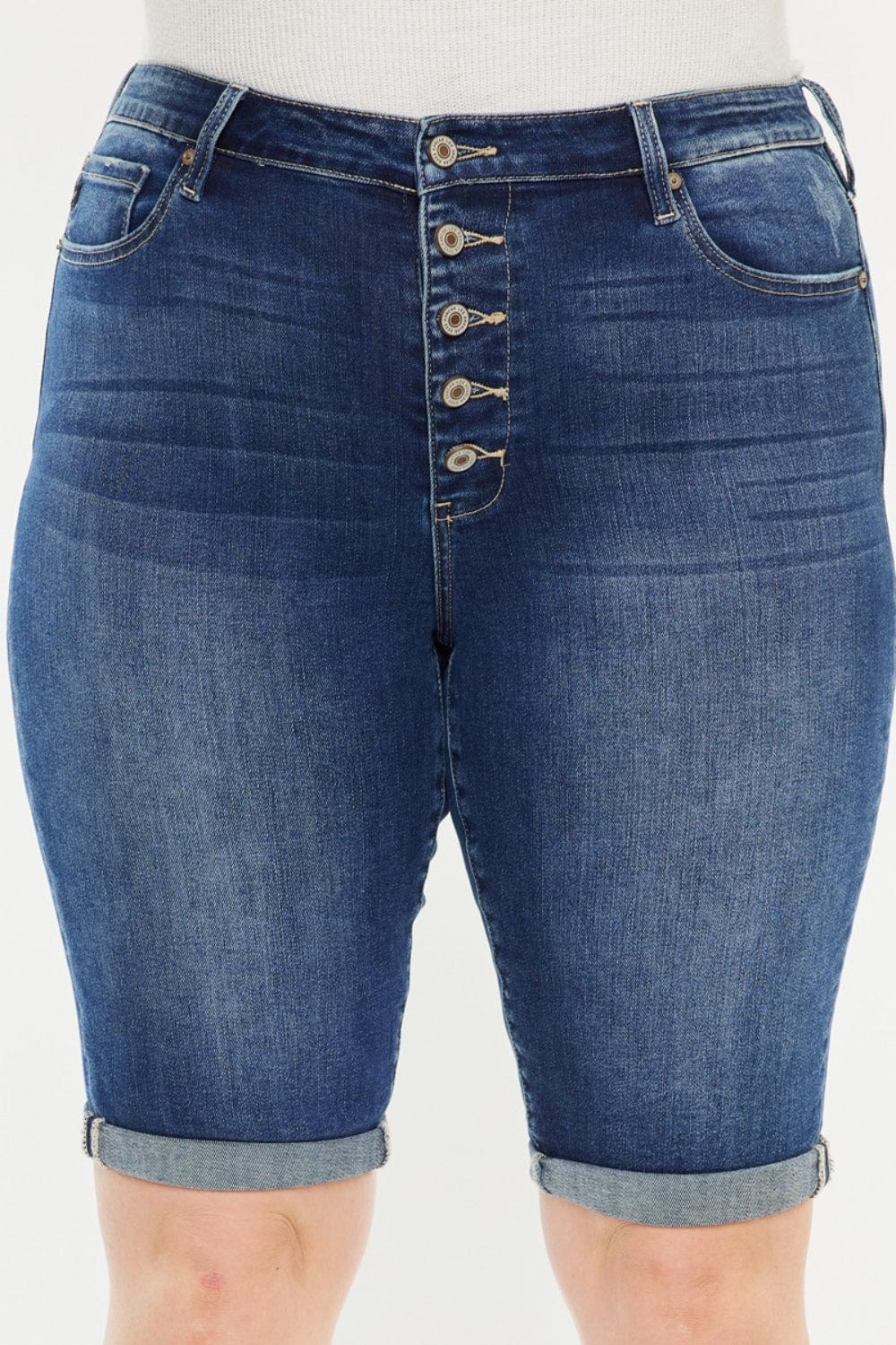 Trendsi Kancan Full Size Cat's Whiskers Button Fly Denim Shorts Kancan Full Size Cat's Whiskers Button Fly Denim Shorts