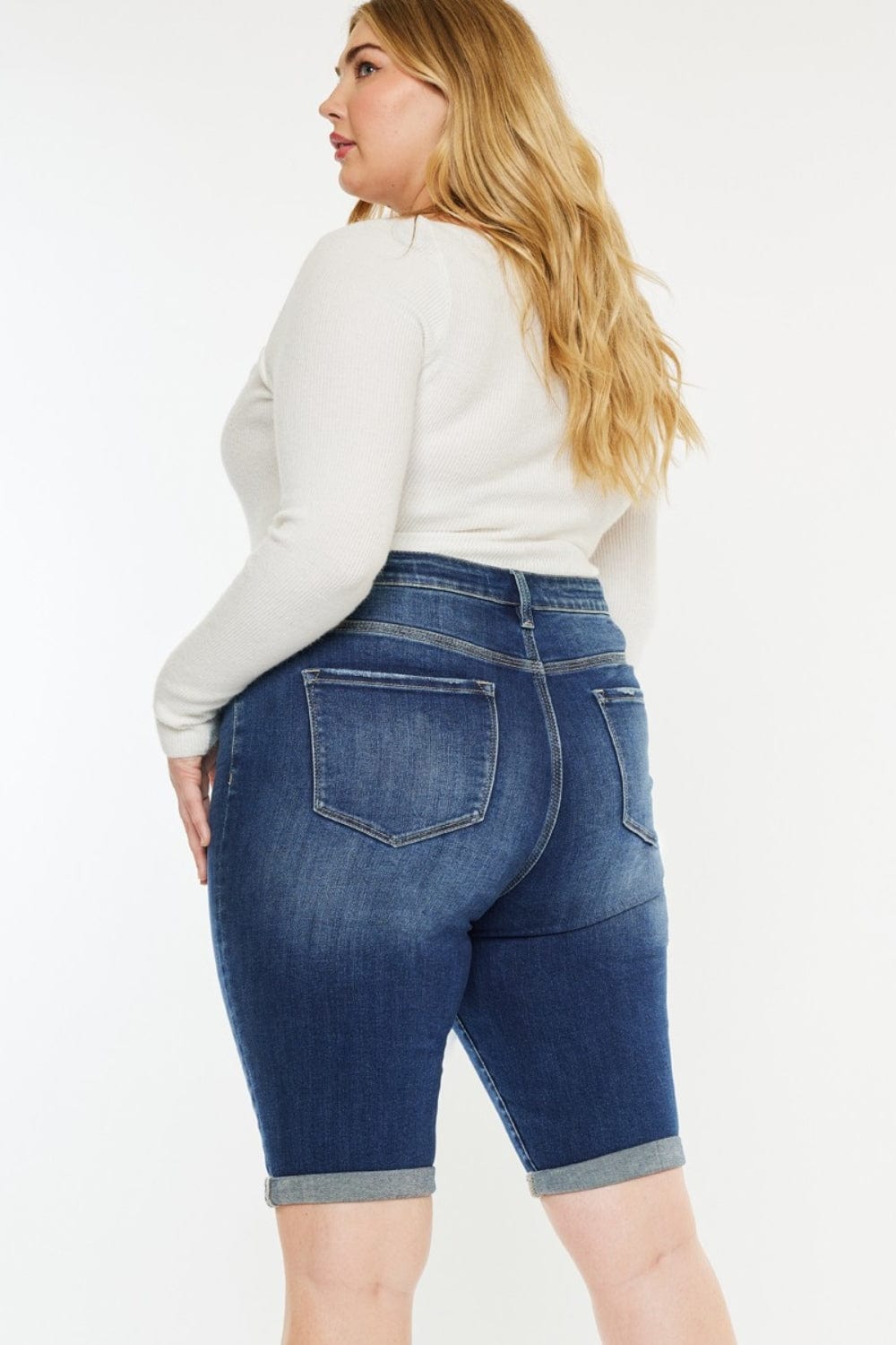 Trendsi Kancan Full Size Cat's Whiskers Button Fly Denim Shorts Kancan Full Size Cat's Whiskers Button Fly Denim Shorts