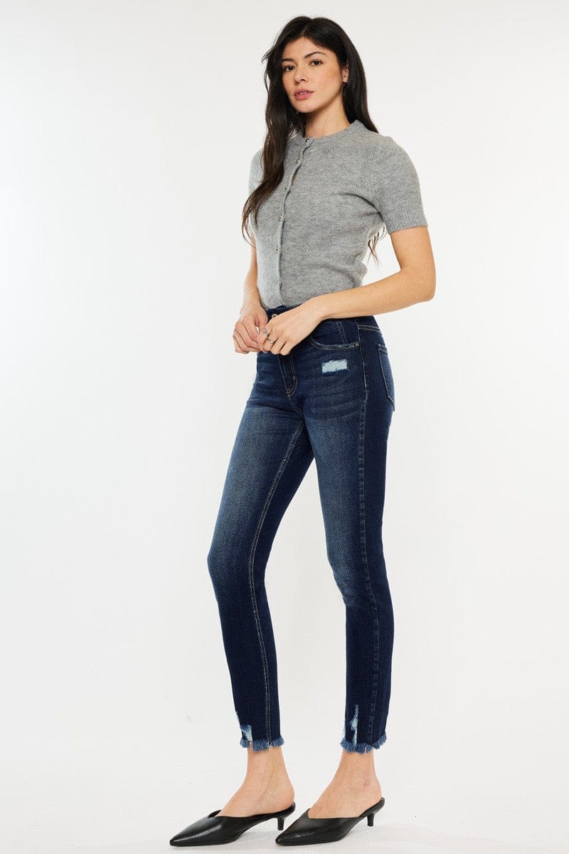 Trendsi Kancan Full Size Cat's Whiskers Raw Hem High Waist Jeans Kancan Full Size Cat's Whiskers Raw Hem High Waist Jeans