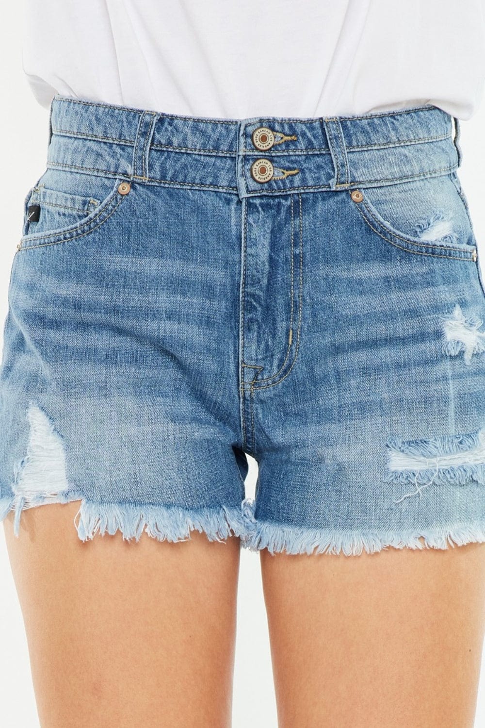 Trendsi Kancan Full Size High Rise Raw Hem Denim Shorts Kancan Full Size High Rise Raw Hem Denim Shorts