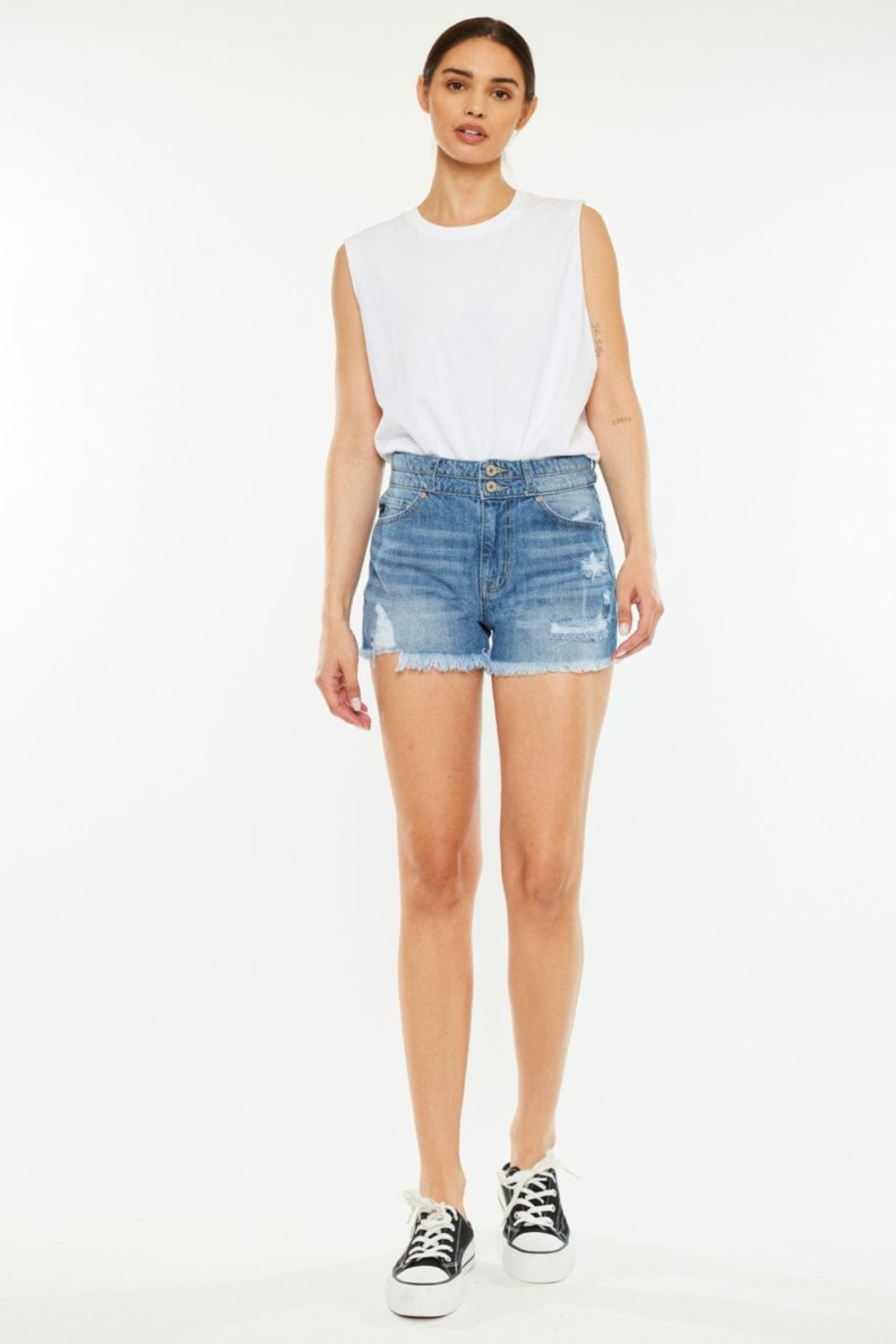 Trendsi Kancan Full Size High Rise Raw Hem Denim Shorts Kancan Full Size High Rise Raw Hem Denim Shorts