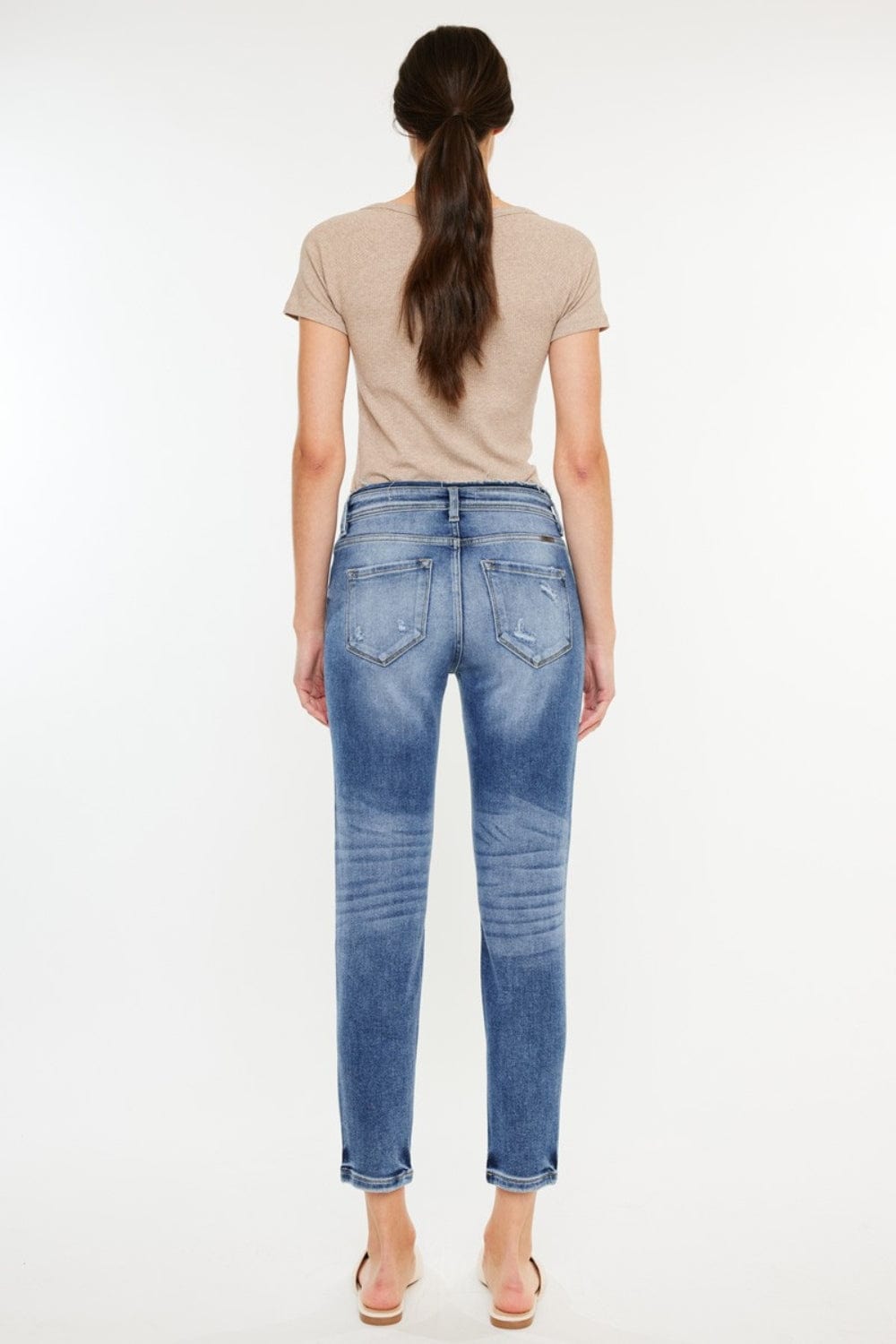 Trendsi Kancan High Rise Distressed Mom Jeans Kancan High Rise Distressed Mom Jeans