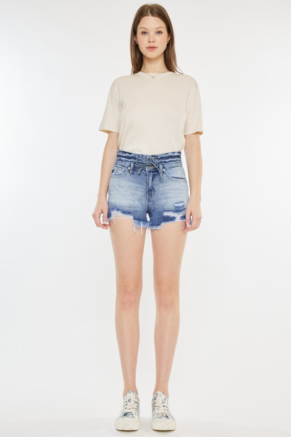 Trendsi Kancan High Rise Frayed Hem Denim Shorts Kancan High Rise Frayed Hem Denim Shorts