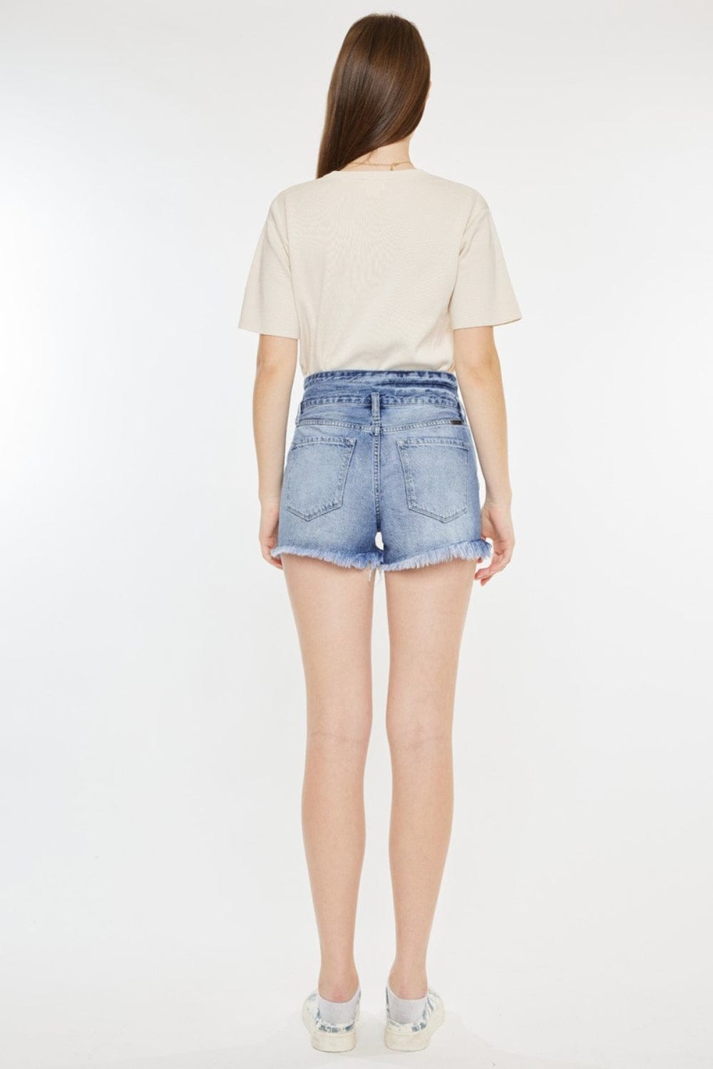 Trendsi Kancan High Rise Frayed Hem Denim Shorts Kancan High Rise Frayed Hem Denim Shorts