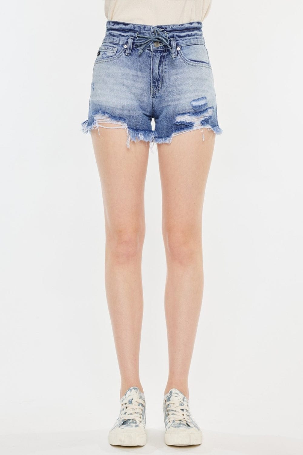 Trendsi Kancan High Rise Frayed Hem Denim Shorts Kancan High Rise Frayed Hem Denim Shorts