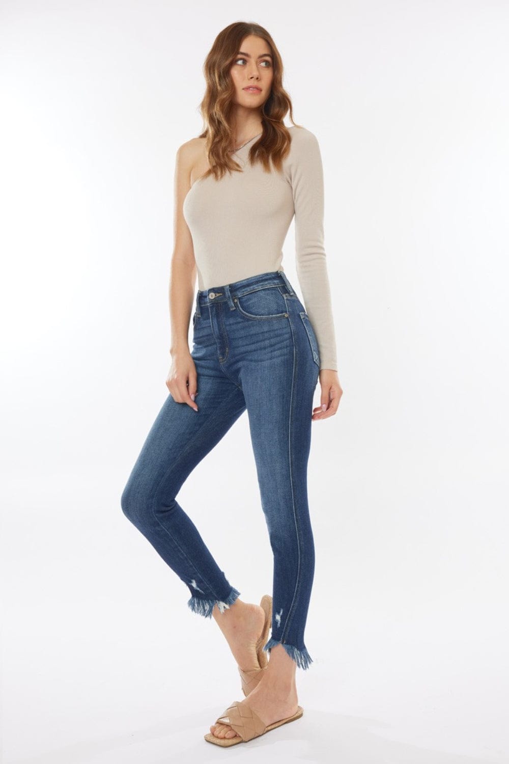 Trendsi Kancan Raw Hem High Waist Cropped Jeans Kancan Raw Hem High Waist Cropped Jeans