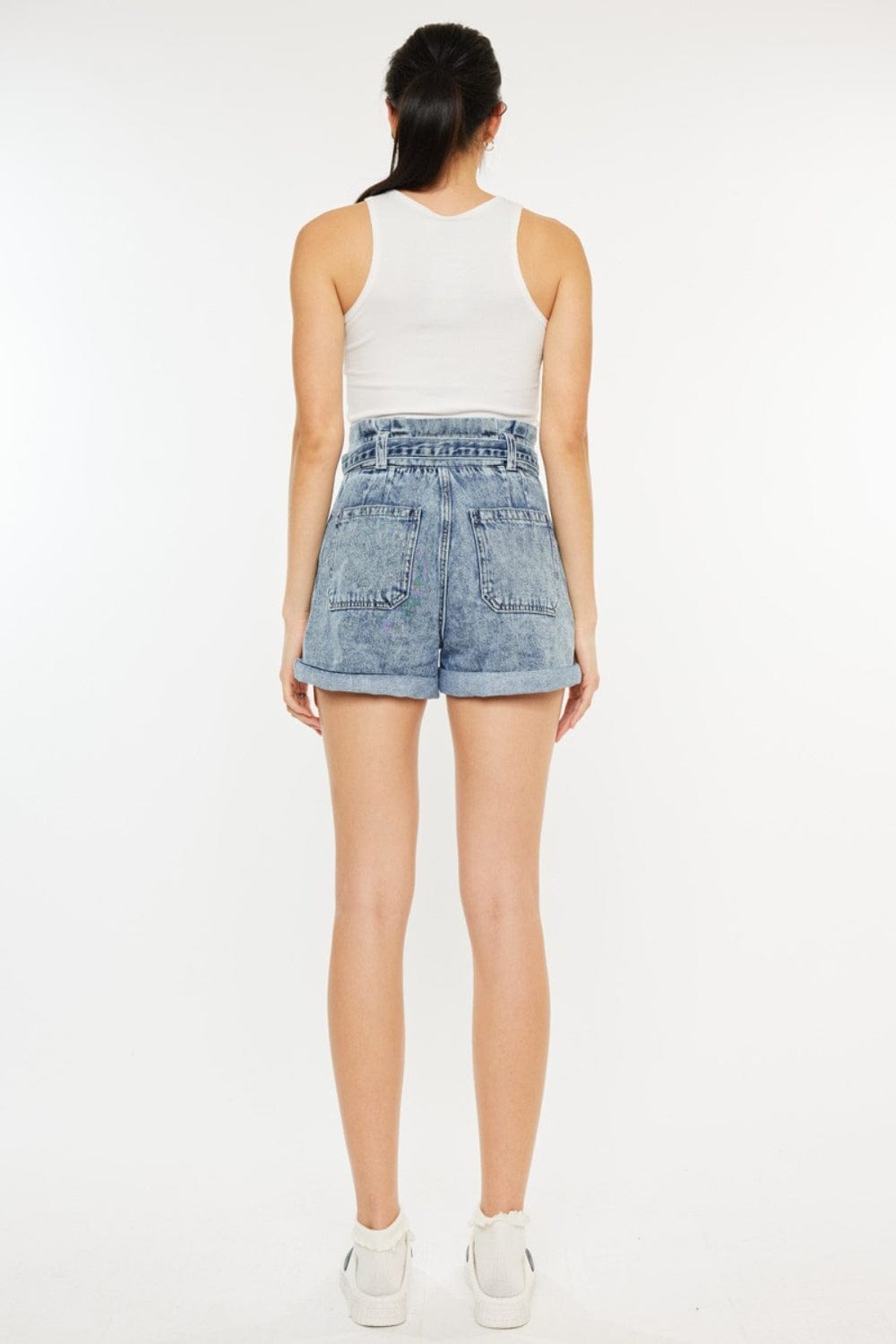 Trendsi Kancan Ultra High Rise Paperbag Denim Shorts Kancan Ultra High Rise Paperbag Denim Shorts