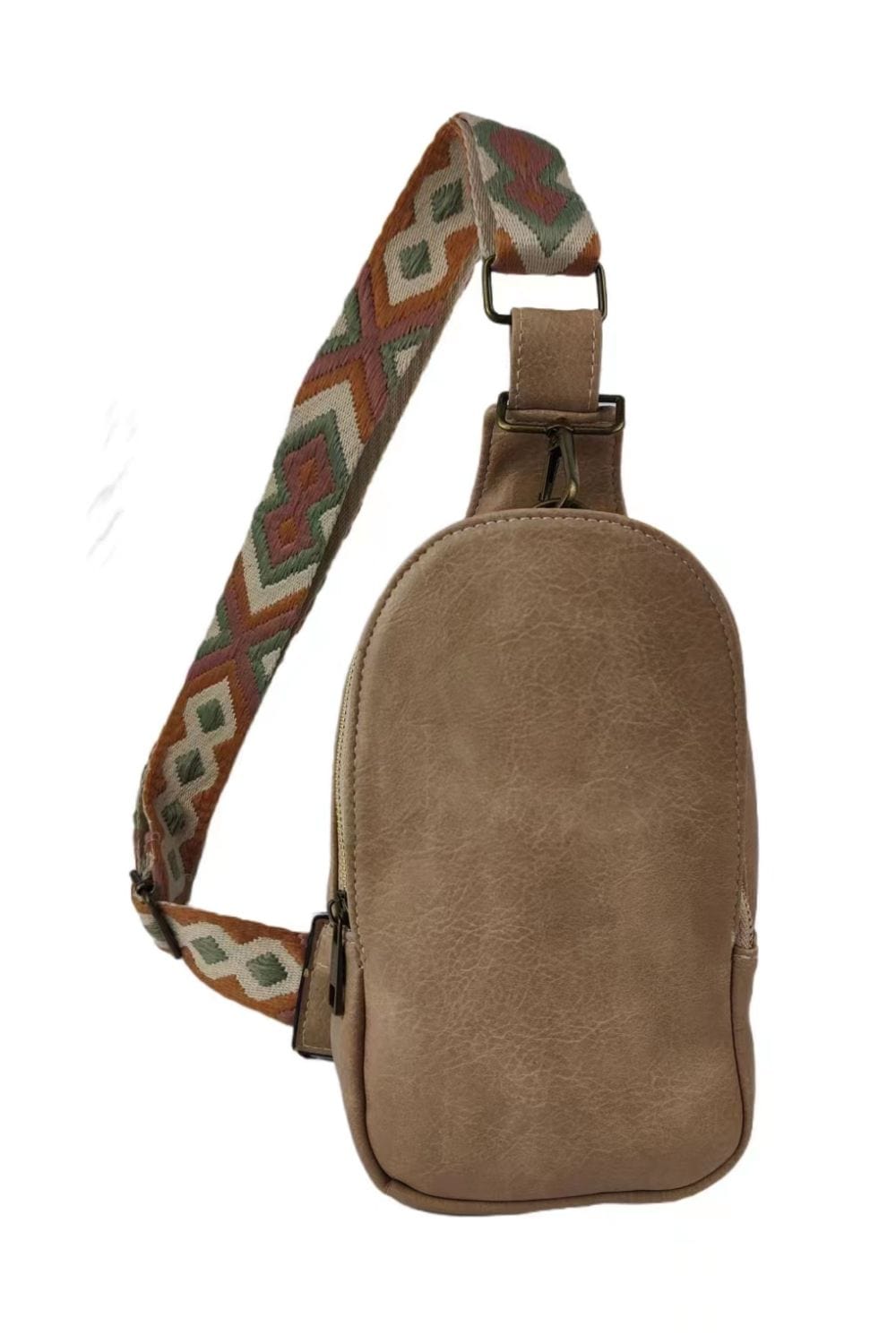 Trendsi Khaki / One Size Random Pattern Adjustable Strap PU Leather Sling Bag Random Pattern Adjustable Strap PU Leather Sling Bag