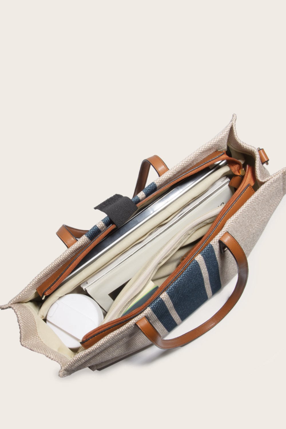 Trendsi Khaki / One Size Striped Tote Bag Striped Tote Bag