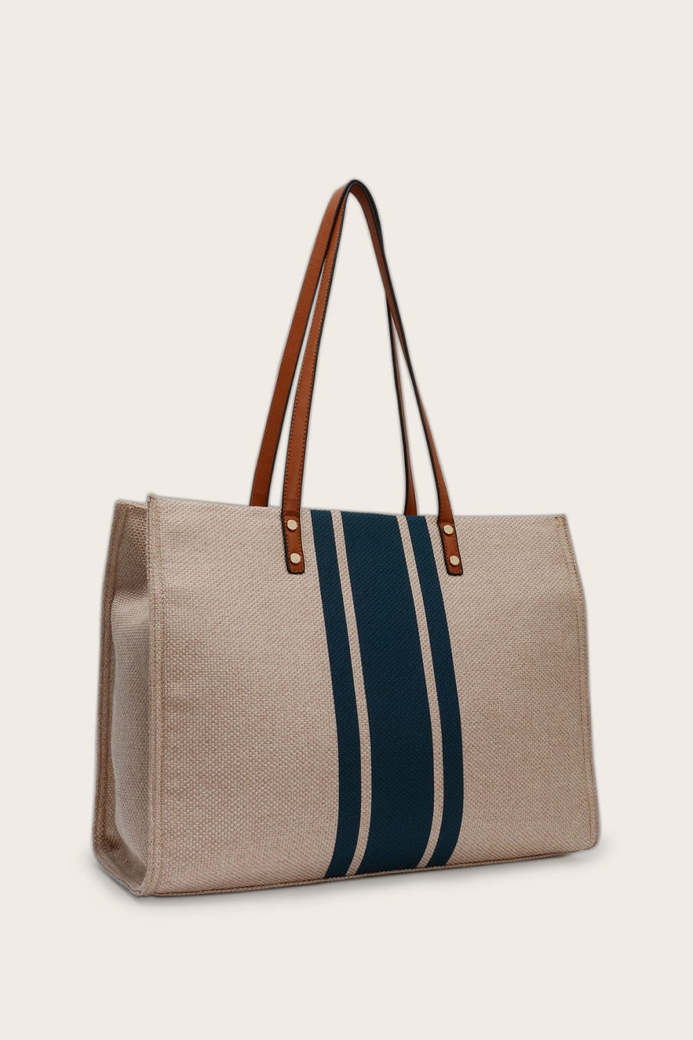 Trendsi Khaki / One Size Striped Tote Bag Striped Tote Bag