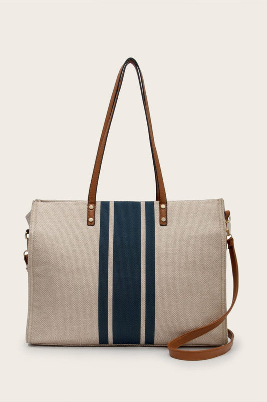 Trendsi Khaki / One Size Striped Tote Bag Striped Tote Bag