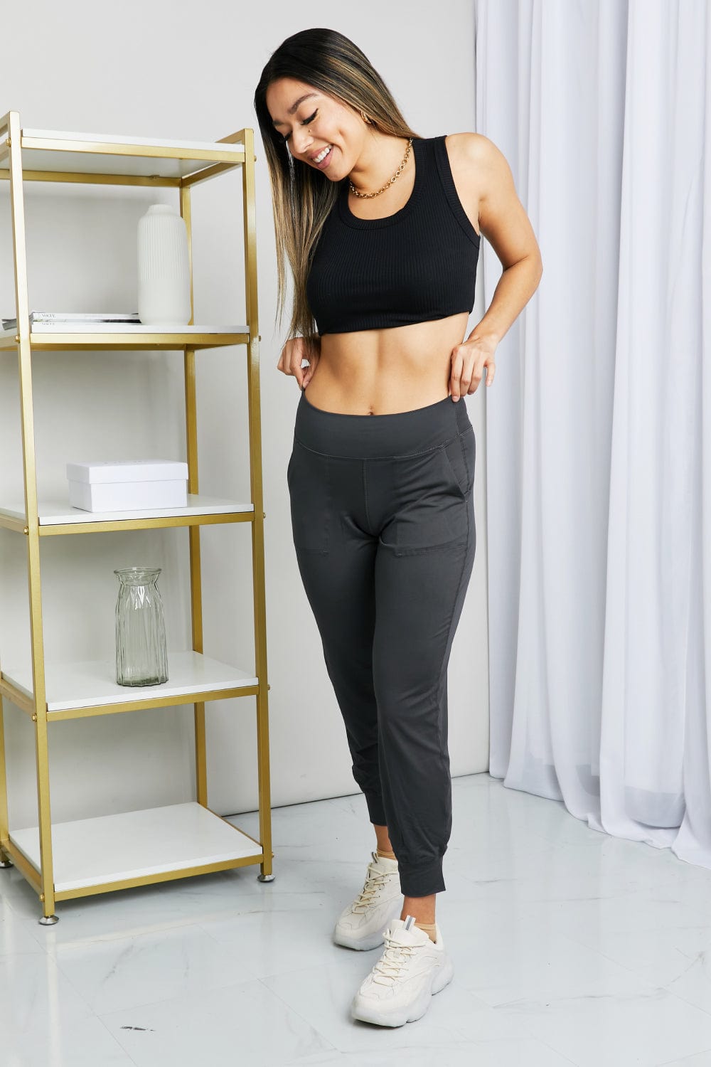 Trendsi Leggings Depot Full Size Wide Waistband Cropped Joggers Leggings Depot Full Size Wide Waistband Cropped Joggers