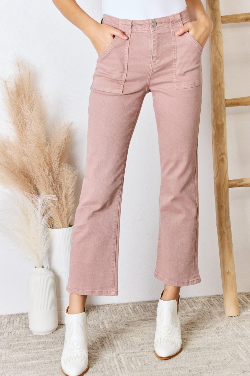 Trendsi Mauve / 0 RISEN Full Size High Rise Ankle Flare Jeans RISEN Full Size High Rise Ankle Flare Jeans